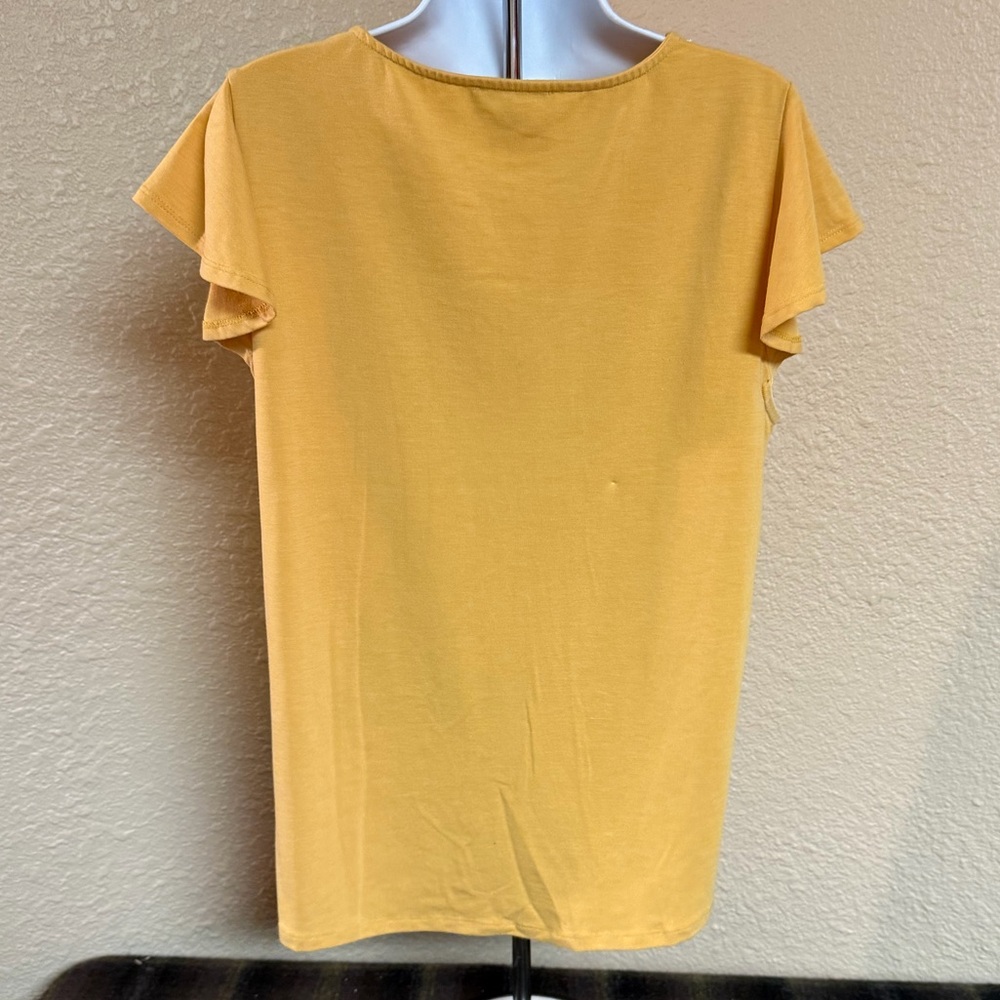 4/$20 Adrianna Papell Mustard Blouse with Embroidery - Picture 3 of 5